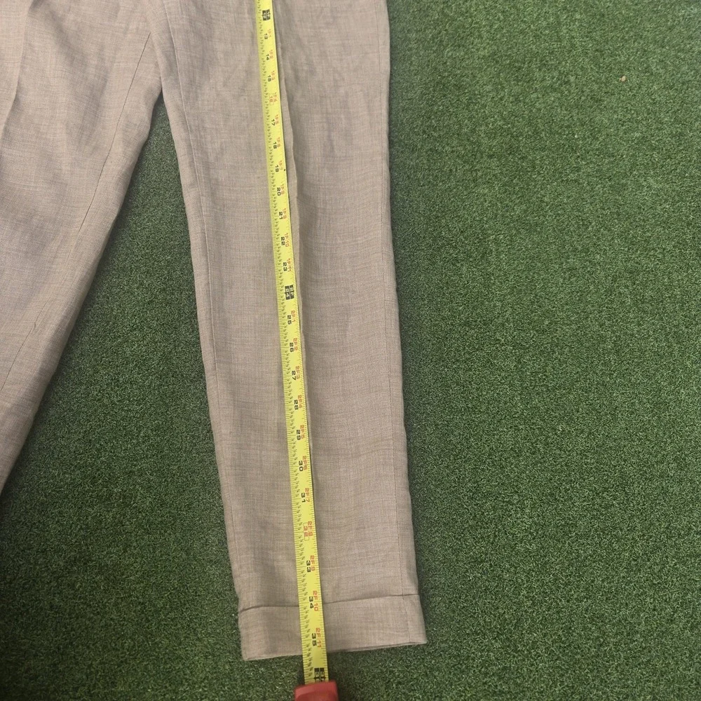 Zara Basic Pants Women's Size 2 Khaki/tan 100% Linen